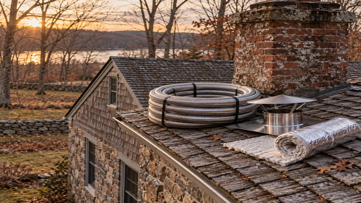 A chimney on a Connecticut home